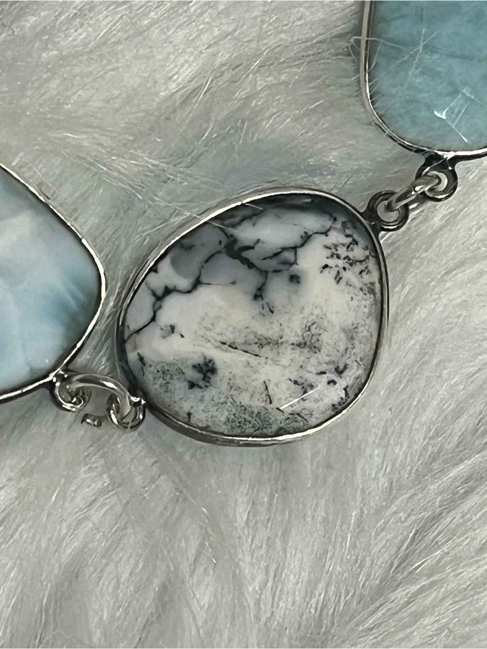 Gorgeous Sterling Larimar Dendritic Agate Bracelet